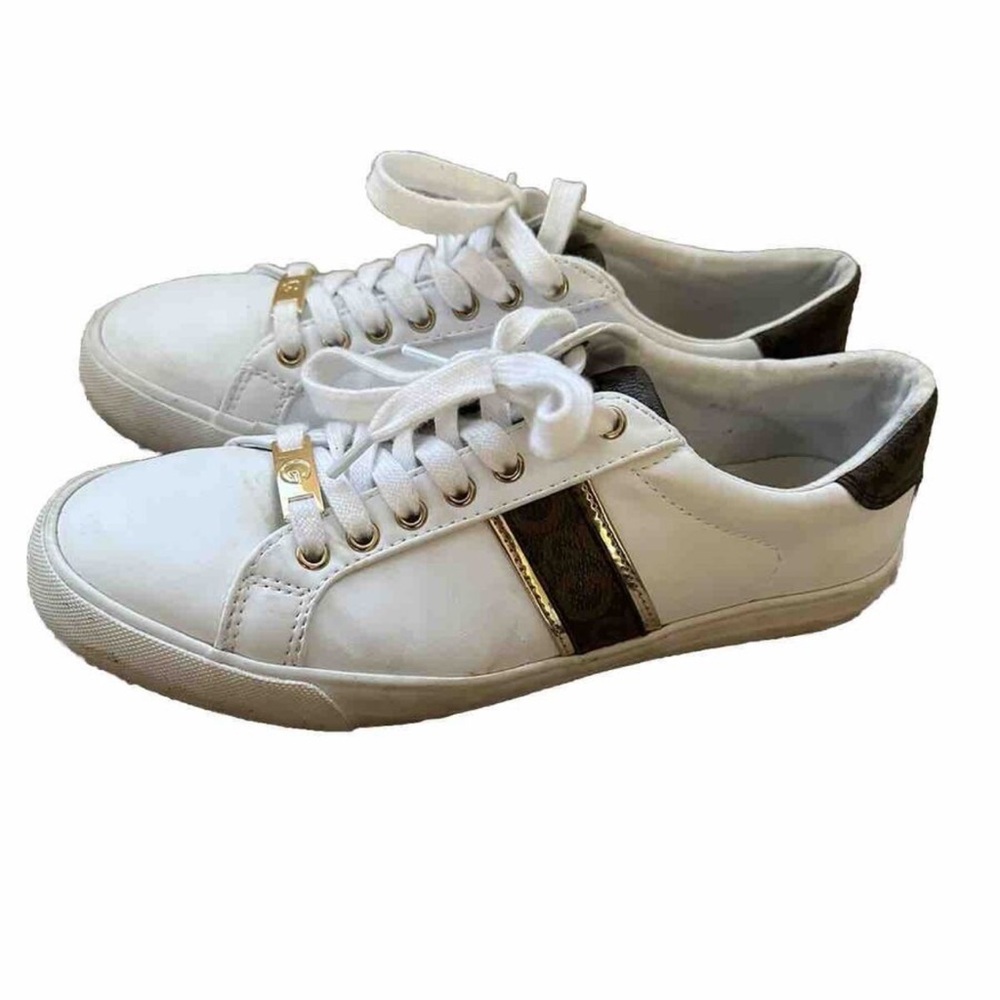 G by Guess White and Gold Sneakers Classic Design